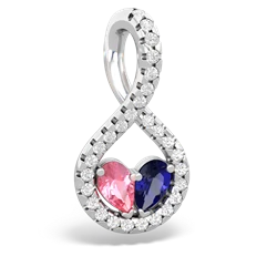 Lab Pink Sapphire Pave Twist 'One Heart' 14K White Gold pendant P5360