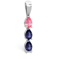 Lab Pink Sapphire Dew Drops 14K White Gold pendant P2251