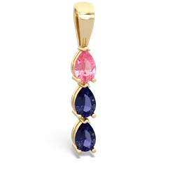 Lab Pink Sapphire Dew Drops 14K Yellow Gold pendant P2251