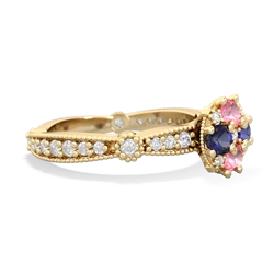 Lab Pink Sapphire Sparkling Tiara Cluster 14K Yellow Gold ring R26293RD