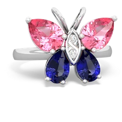 Lab Pink Sapphire Butterfly 14K White Gold ring R2215