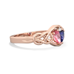 Lab Pink Sapphire Celtic Love Knot 14K Rose Gold ring R5420