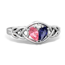 Lab Pink Sapphire Celtic Love Knot 14K White Gold ring R5420