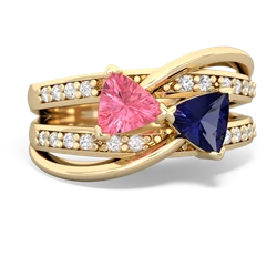 Lab Pink Sapphire Bowtie 14K Yellow Gold ring R2360