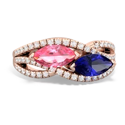 Lab Pink Sapphire Diamond Rivers 14K Rose Gold ring R3070