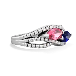 Lab Pink Sapphire Diamond Rivers 14K White Gold ring R3070