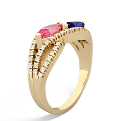 Lab Pink Sapphire Diamond Rivers 14K Yellow Gold ring R3070