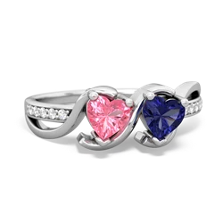 Lab Pink Sapphire Side By Side 14K White Gold ring R3090