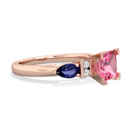 Lab Pink Sapphire 6Mm Princess Eternal Embrace Engagement 14K Rose Gold ring C2002