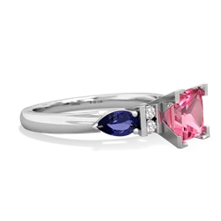 Lab Pink Sapphire 6Mm Princess Eternal Embrace Engagement 14K White Gold ring C2002