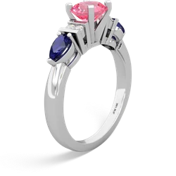 Lab Pink Sapphire 6Mm Round Eternal Embrace Engagement 14K White Gold ring R2005