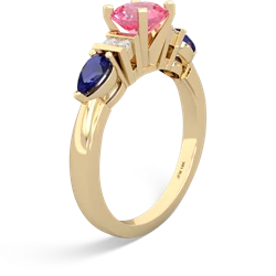 Lab Pink Sapphire 6Mm Round Eternal Embrace Engagement 14K Yellow Gold ring R2005