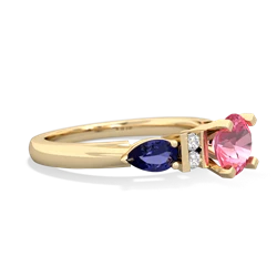 Lab Pink Sapphire 6Mm Round Eternal Embrace Engagement 14K Yellow Gold ring R2005