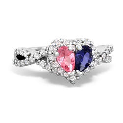 Lab Pink Sapphire Diamond Twist 'One Heart' 14K White Gold ring R2640HRT