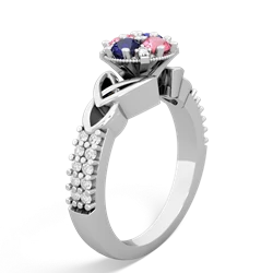 Lab Pink Sapphire Celtic Knot Cluster Engagement 14K White Gold ring R26443RD