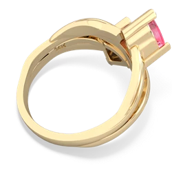 Lab Pink Sapphire Split Band Swirl 14K Yellow Gold ring R2341