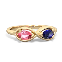 Lab Pink Sapphire Infinity 14K Yellow Gold ring R5050