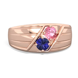 Lab Pink Sapphire Men's Streamline 14K Rose Gold ring R0460