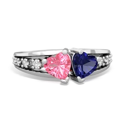 Lab Pink Sapphire Heart To Heart 14K White Gold ring R3342