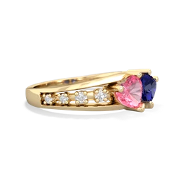 Lab Pink Sapphire Heart To Heart 14K Yellow Gold ring R3342