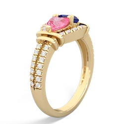 Lab Pink Sapphire Art-Deco Keepsake 14K Yellow Gold ring R5630