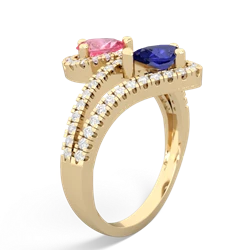 Lab Pink Sapphire Diamond Dazzler 14K Yellow Gold ring R3000