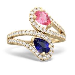 Lab Pink Sapphire Diamond Dazzler 14K Yellow Gold ring R3000