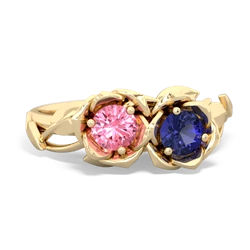 Lab Pink Sapphire Rose Garden 14K Yellow Gold ring R5510