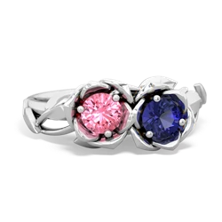 Lab Pink Sapphire Rose Garden 14K White Gold ring R5510