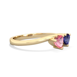 Lab Pink Sapphire Sweethearts 14K Yellow Gold ring R5260