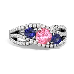 Lab Pink Sapphire Three Stone Aurora 14K White Gold ring R3080