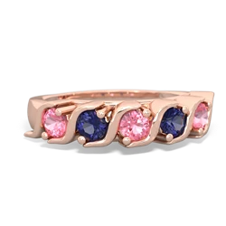 Lab Pink Sapphire Anniversary Band 14K Rose Gold ring R2089