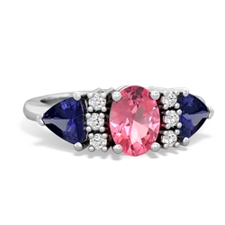 Lab Pink Sapphire Antique Style Three Stone 14K White Gold ring R2186