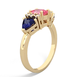 Lab Pink Sapphire Antique Style Three Stone 14K Yellow Gold ring R2186