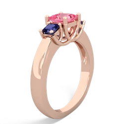 Lab Pink Sapphire Three Stone Trellis 14K Rose Gold ring R4015