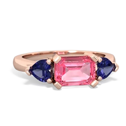 Lab Pink Sapphire Three Stone 14K Rose Gold ring R5235