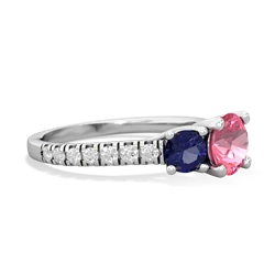 Lab Pink Sapphire Pave Trellis 14K White Gold ring R5500