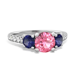 Lab Pink Sapphire Pave Trellis 14K White Gold ring R5500