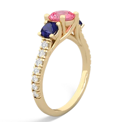 Lab Pink Sapphire Pave Trellis 14K Yellow Gold ring R5500