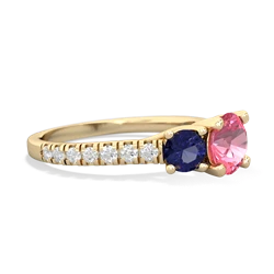 Lab Pink Sapphire Pave Trellis 14K Yellow Gold ring R5500