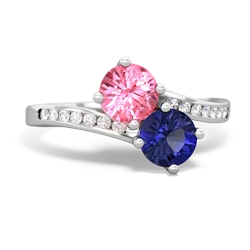 Lab Pink Sapphire Channel Set Two Stone 14K White Gold ring R5303