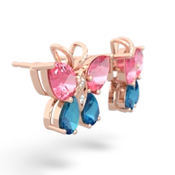 Lab Pink Sapphire Butterfly 14K Rose Gold earrings E2215