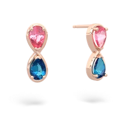 Lab Pink Sapphire Infinity 14K Rose Gold earrings E5050