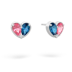 Lab Pink Sapphire 'Our Heart' 14K White Gold earrings E5072