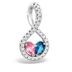 Lab Pink Sapphire Pave Twist 'One Heart' 14K White Gold pendant P5360