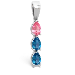 Lab Pink Sapphire Dew Drops 14K White Gold pendant P2251