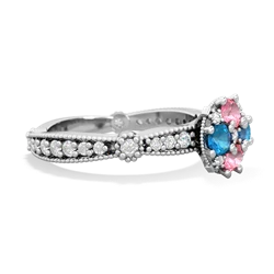 Lab Pink Sapphire Sparkling Tiara Cluster 14K White Gold ring R26293RD