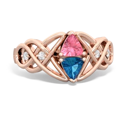 Lab Pink Sapphire Keepsake Celtic Knot 14K Rose Gold ring R5300