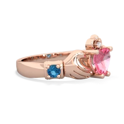 Lab Pink Sapphire Claddagh Keepsake 14K Rose Gold ring R5245