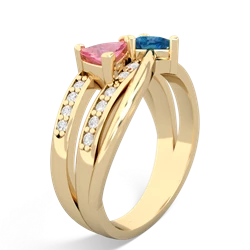 Lab Pink Sapphire Bowtie 14K Yellow Gold ring R2360